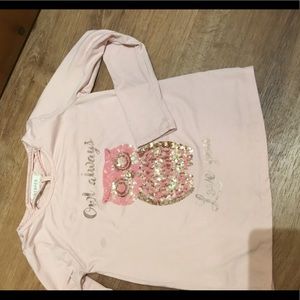 Owl sequin shirt, Girls size 8 (small 8)